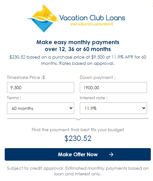 Calculate the Cost of a Timeshare with the Monthly Payment Calculator