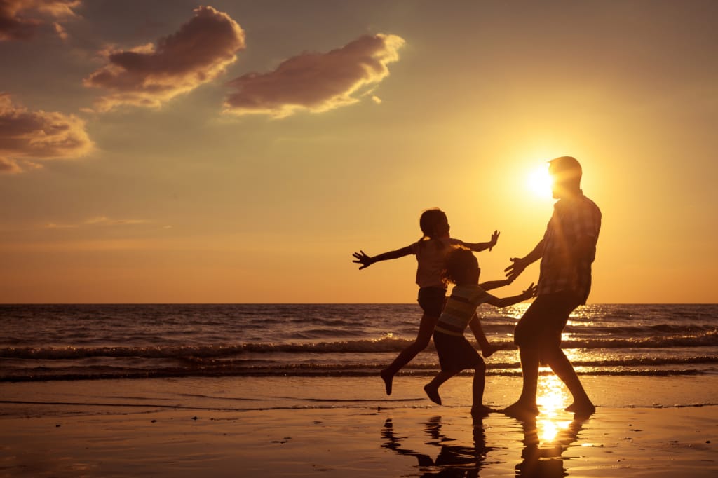 family on the beach