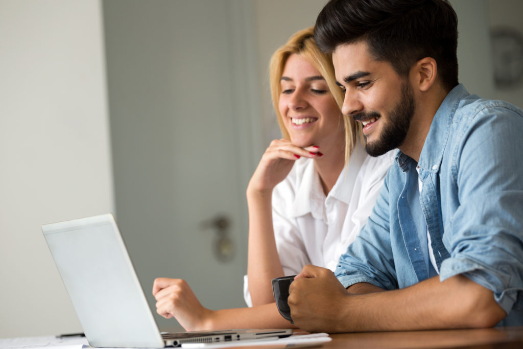 Couple looking at timeshare options