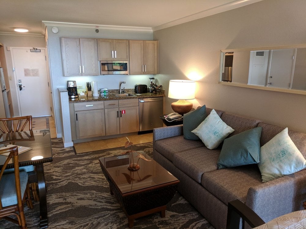 Marriott’s Maui Ocean Club – Lahaina Towers Living Room and Kitchen