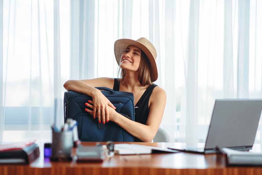 Woman dreaming about her upcoming voyage