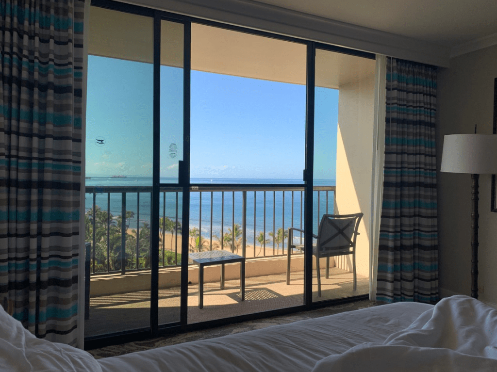 Ocean-view room at Marriott’s Maui Ocean Club