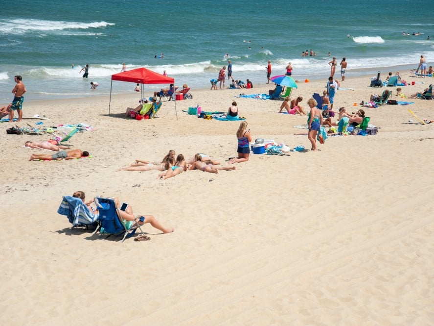 Beachgoers at Kill Devil Hills Beach