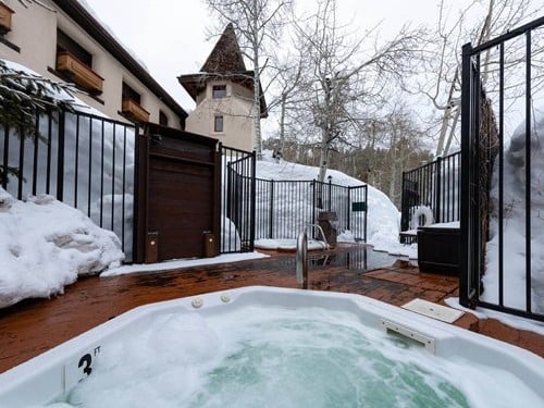 olympic village inn hot tub, plan with tan