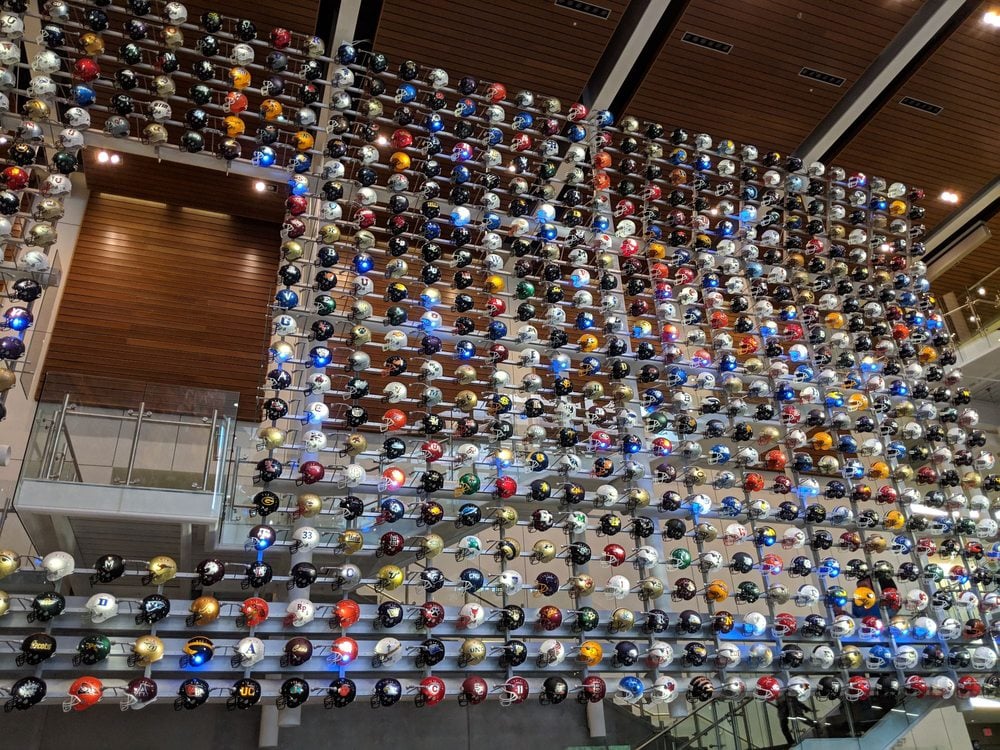 Helmet Wall at The College Football Hall of Fame