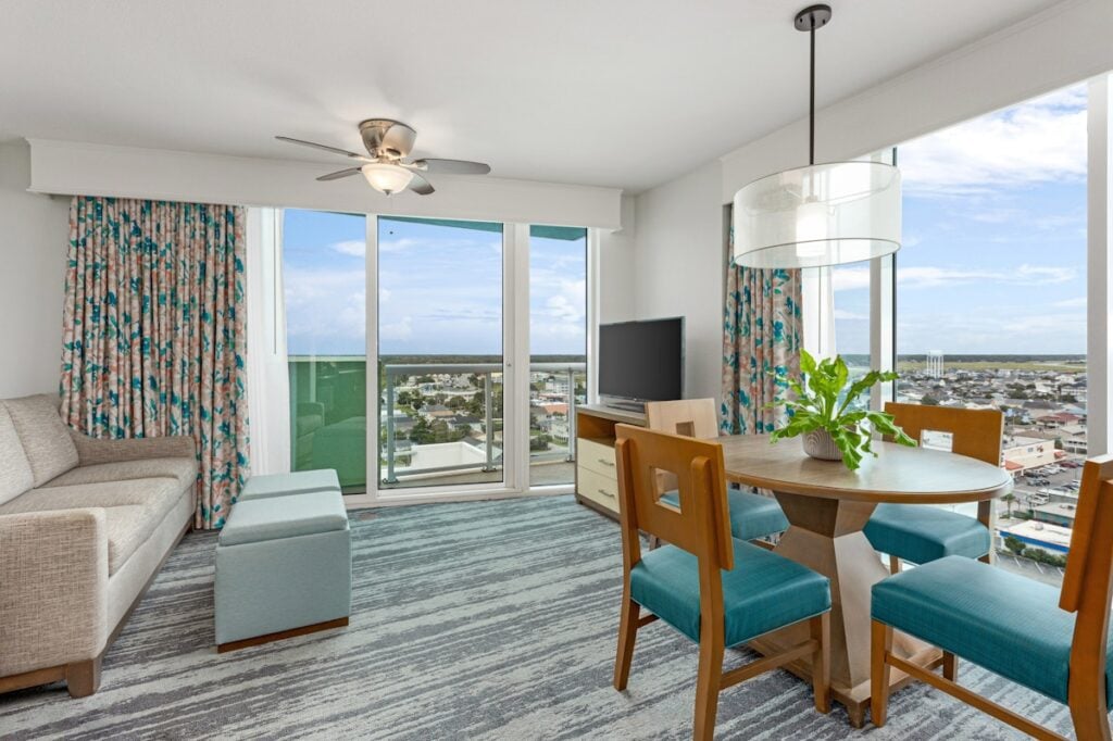 Club Wyndham Towers on the Grove Living Room Cherry Grove Beach Vacation Rentals